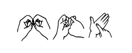 An image representing British Sign Language showing the hand positions needed to fingerspell BSL